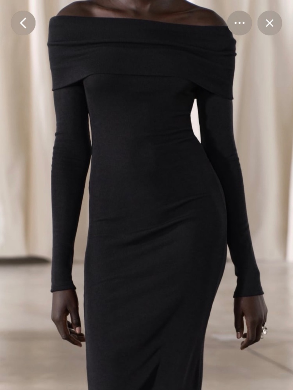 NWT Zara Classic Black Off the Shoulder  Midi Dress SZ Medium